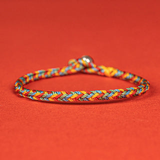 Buddha Gift 925 Sterling Silver Eight Thread Peace Knot Colorful Rope Luck Braided Bracelet