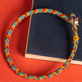 Buddha Gift 925 Sterling Silver Eight Thread Peace Knot Colorful Rope Luck Braided Bracelet