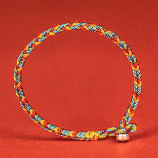 Buddha Gift 925 Sterling Silver Eight Thread Peace Knot Colorful Rope Luck Braided Bracelet