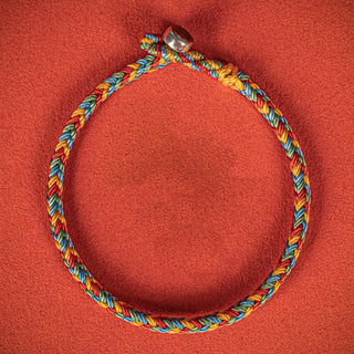 Buddha Gift 925 Sterling Silver Eight Thread Peace Knot Colorful Rope Luck Braided Bracelet