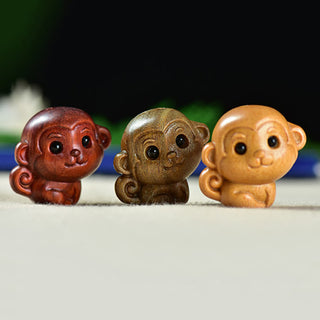 Buddha Gift Green Sandalwood Small Leaf Red Sandalwood Cute Monkey Animals Peace Decoration