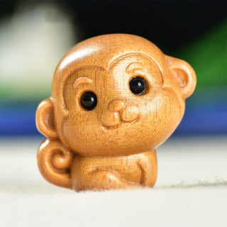 Buddha Gift Green Sandalwood Small Leaf Red Sandalwood Cute Monkey Animals Peace Decoration