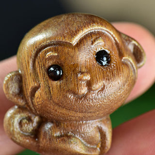 Buddha Gift Green Sandalwood Small Leaf Red Sandalwood Cute Monkey Animals Peace Decoration