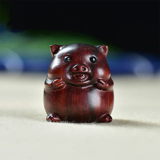 Buddha Gift Green Sandalwood Small Leaf Red Sandalwood Cute Pig Animals Positive Decoration
