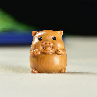 Buddha Gift Green Sandalwood Small Leaf Red Sandalwood Cute Pig Animals Positive Decoration