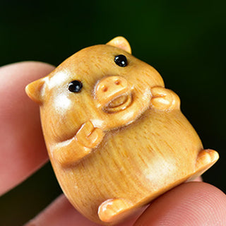 Buddha Gift Green Sandalwood Small Leaf Red Sandalwood Cute Pig Animals Positive Decoration