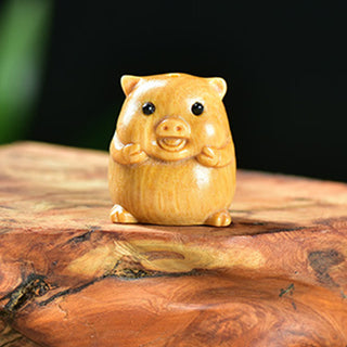 Buddha Gift Green Sandalwood Small Leaf Red Sandalwood Cute Pig Animals Positive Decoration