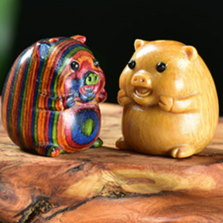 Buddha Gift Green Sandalwood Small Leaf Red Sandalwood Cute Pig Animals Positive Decoration