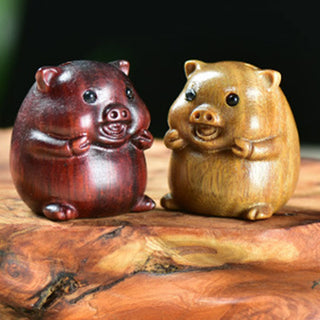 Buddha Gift Green Sandalwood Small Leaf Red Sandalwood Cute Pig Animals Positive Decoration