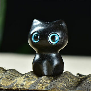 Buddha Gift Ebony Wood Small Leaf Red Sandalwood Cute Cat Animals Calm Decoration