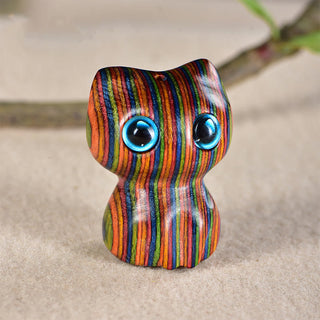 Buddha Gift Ebony Wood Small Leaf Red Sandalwood Cute Cat Animals Calm Decoration