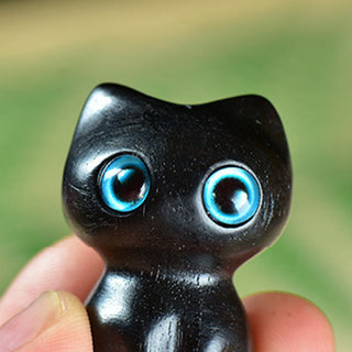 Buddha Gift Ebony Wood Small Leaf Red Sandalwood Cute Cat Animals Calm Decoration