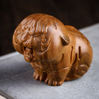 Buddha Gift Green Sandalwood Cute Tiger Animals Positive Decoration