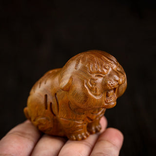 Buddha Gift Green Sandalwood Cute Tiger Animals Positive Decoration