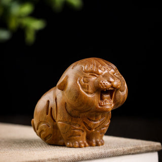 Buddha Gift Green Sandalwood Cute Tiger Animals Positive Decoration