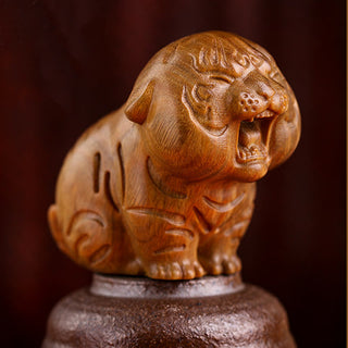 Buddha Gift Green Sandalwood Cute Tiger Animals Positive Decoration