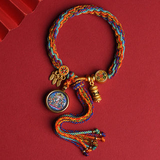 Buddha Gift Thangka Tibetan Chinese Zodiac Zakiram Colorful Rope Connection String Bracelet