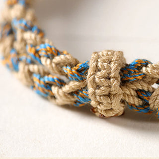 Buddha Gift Handmade Tibetan Dzi Bead Wealth Protection Braided String Bracelet