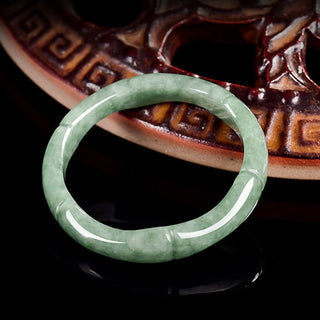 Buddha Gift Natural Bamboo Design Jade Abundance Ring