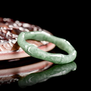 Buddha Gift Natural Bamboo Design Jade Abundance Ring