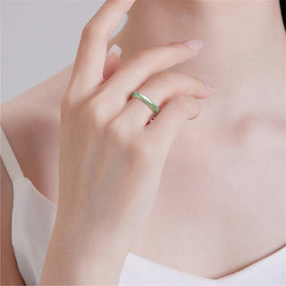Buddha Gift Natural Bamboo Design Jade Abundance Ring