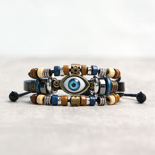 Buddha Gift Tibetan Evil Eye Leather Adjustable Protection Bracelet