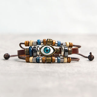 Buddha Gift Tibetan Evil Eye Leather Adjustable Protection Bracelet
