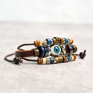 Buddha Gift Tibetan Evil Eye Leather Adjustable Protection Bracelet