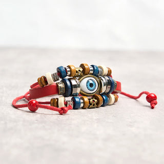Buddha Gift Tibetan Evil Eye Leather Adjustable Protection Bracelet