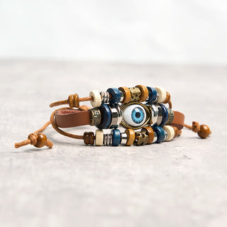 Buddha Gift Tibetan Evil Eye Leather Adjustable Protection Bracelet
