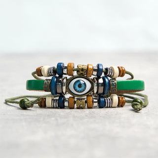 Buddha Gift Tibetan Evil Eye Leather Adjustable Protection Bracelet