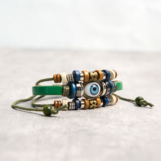 Buddha Gift Tibetan Evil Eye Leather Adjustable Protection Bracelet