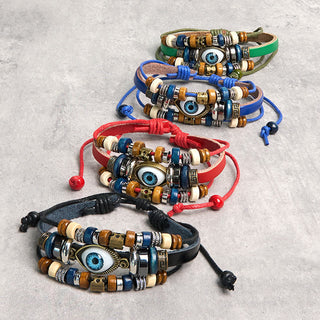 Buddha Gift Tibetan Evil Eye Leather Adjustable Protection Bracelet