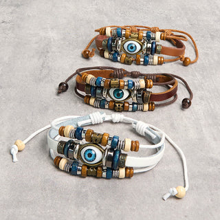 Buddha Gift Tibetan Evil Eye Leather Adjustable Protection Bracelet