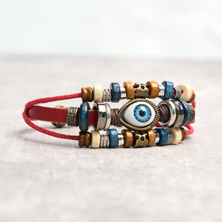 Buddha Gift Tibetan Evil Eye Leather Adjustable Protection Bracelet