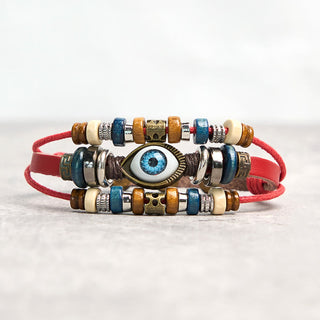 Buddha Gift Tibetan Evil Eye Leather Adjustable Protection Bracelet