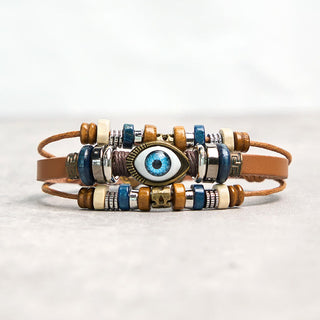 Buddha Gift Tibetan Evil Eye Leather Adjustable Protection Bracelet