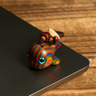 Buddha Gift Rainbow Eucalyptus Dolphin Carved Positive Key Chain Phone Hanging Decoration