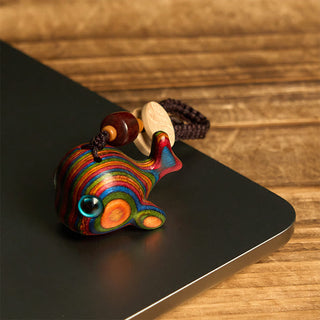 Buddha Gift Rainbow Eucalyptus Dolphin Carved Positive Key Chain Phone Hanging Decoration