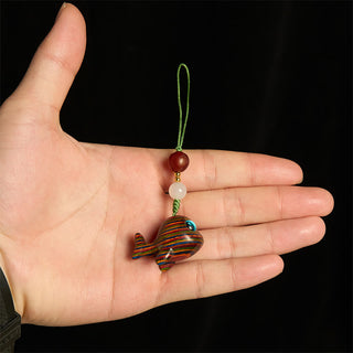 Buddha Gift Rainbow Eucalyptus Dolphin Carved Positive Key Chain Phone Hanging Decoration