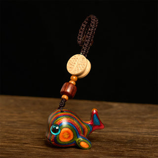 Buddha Gift Rainbow Eucalyptus Dolphin Carved Positive Key Chain Phone Hanging Decoration