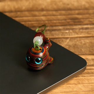 Buddha Gift Rainbow Eucalyptus Dolphin Carved Positive Key Chain Phone Hanging Decoration