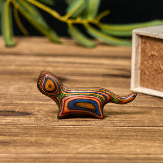 Buddha Gift Mini Rainbow Eucalyptus Walking Cat Carved Reduce Stress Decoration