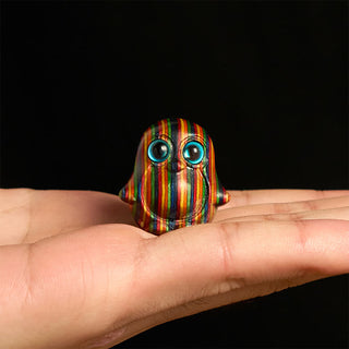 Buddha Gift 2Pcs Mini Rainbow Eucalyptus Penguin Carved Creativity Decoration