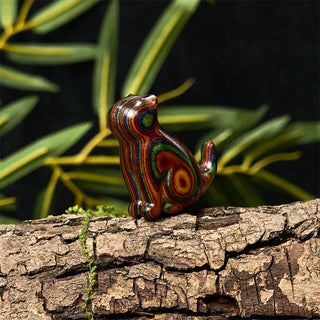 Buddha Gift 2Pcs Mini Rainbow Eucalyptus Sitting Cat Carved Reduce Stress Decoration