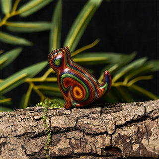 Buddha Gift 2Pcs Mini Rainbow Eucalyptus Sitting Cat Carved Reduce Stress Decoration