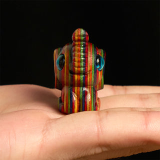 Buddha Gift 2Pcs Mini Rainbow Eucalyptus Elephant Carved Strength Decoration