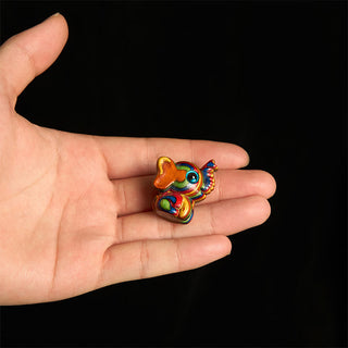Buddha Gift 2Pcs Mini Rainbow Eucalyptus Elephant Carved Strength Decoration