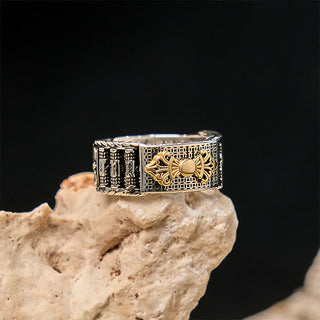 Buddha Gift Vintage Prayer Wheel Om Mani Padme Hum Copper Adjustable Wealth Ring