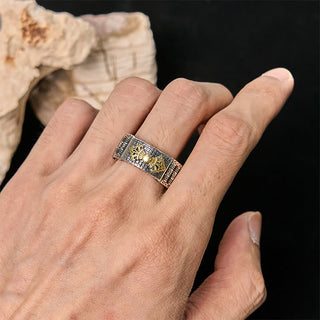 Buddha Gift Vintage Prayer Wheel Om Mani Padme Hum Copper Adjustable Wealth Ring